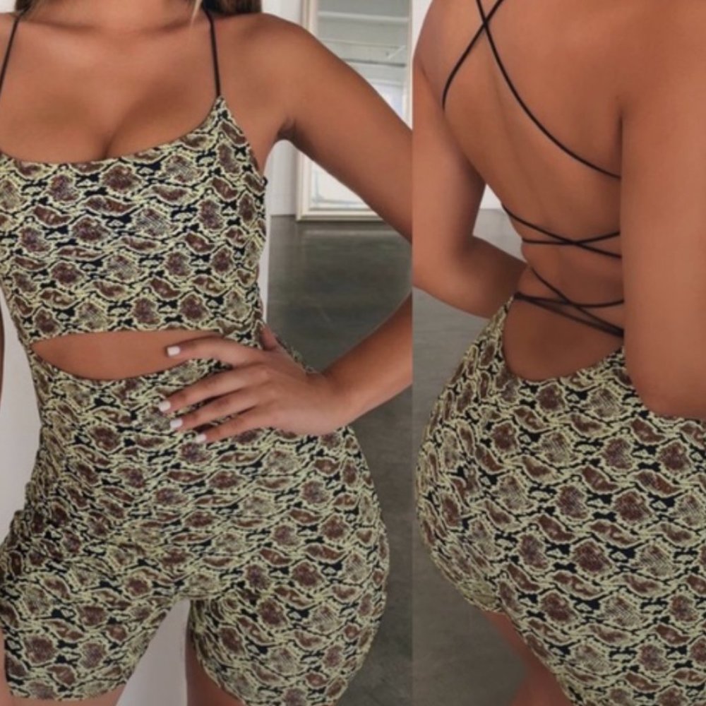 Tiger Mist Snake Beda Strappy Hot Romper for festivals or burning man